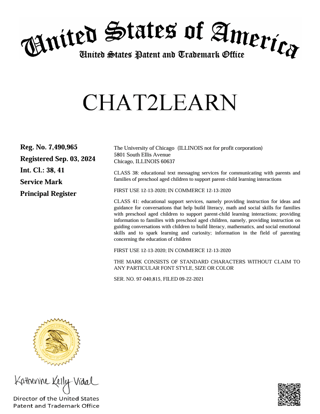 BIP Lab Chat2Learn Trademark Certificate